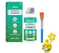 Hyleon 60ml Air Dry Clay Glaze with Brushes, Varnish to Prevent Crack and Yellow, Clear Varnish for Craft Pottery, Oil Painting, Wood, High Gloss Scratch Resistant Waterproof