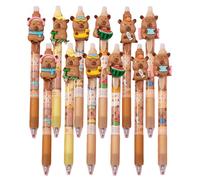 Hyleon Erasable Pens, 12Pcs Cute Capybara Pens, 0.5mm Fine Tip Blue Ink, Adorable Stationery Writing Pens, Quick Dry And Smooth, Study Office Supplies, School Gifts
