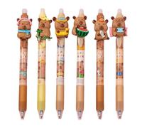 Hyleon Erasable Pens, 6Pcs Cute Capybara Pens, 0.5mm Fine Tip Blue Ink, Adorable Stationery Writing Pens, Quick Dry And Smooth, Study Office Supplies, School Gifts