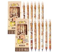 Hyleon Erasable Retractable Gel Pens, 12Pcs Cute Capybara Pens, 0.5mm Fine Tip Blue Ink, Adorable Stationery Writing Pens for School, Office, Office Kids Students Girls Boys Party Birthday Favors
