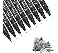 Hyleon Micro Fineliner Art Drawing Pens, Black Fineliner Pens, 9Pcs Fineliners Technical Drawing Micro Liner Sketch Pen for Artists, Waterproof Ink Pen for Illustration Manga Outline Art Supplies