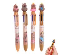 Hyleon Multicolor Ballpoint Pen, 0.7 mm, 6-in-1 Colored Pens Fine Point Retractable Cute Cartoon Capybara Ballpoint Pens, Kawaii Ballpoint Pens for Birthday Gift Student Present School Supplies