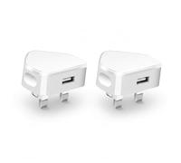 Hyleon USB Plug UK, 2Pcs 5V 1A USB Wall Charger Plug Adapter | Compact 3 Pin Mains Charge Head, Safe Fast Charging USB A Charger Compatible with iPhone, iPad, Samsung, Android Phones
