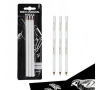 Hyleon White Charcoal Pencil, 3Pcs Charcoal Drawing, Professional White Pencils Set Sketch Highlight Colored Pencils for Drawing, Sketching, Shading, Blending
