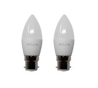 HYLITE 4.9W C37 Low Energy LED Bulb 2 Pack - 450 Lumen Warm White 3000K Candle Light - 40W Equivalent B22 Bayonet Cap - Energy Saving, Instant Full Brightness, No Flicker, Long Life