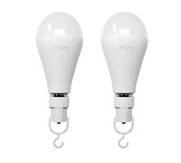 HYLITE Emergency LED Bulb 2 Pack - Rechargeable Back Up Light 9W 6500K Daylight 880 Lumen B22 Bayonet - 3-Step Dimming, 3-9h Runtime, Portable Hook, Energy Saving, Instant Light for Power Outages