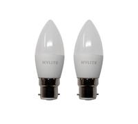 Hylite Led Candle Light Bulbs B22 4.9W Warm White Energy Saving C37 Shape Pack Of 2