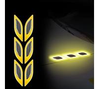 HYLLYP 2 PCS Car Reflective Stripe Sticker for VW ID. Buzz ID.3 ID.4 ID.5, Carbon Fiber Car Protection Sticker,Warning Stripe Sticker, Night Visibility Reflective Decal,Yellow