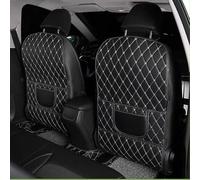 HYLLYP 2PCS Car Kick Mats for VW Multivan Long (T7) 2021-2024, Fiber leather Back Seat Protector with Storage Bag, Protect Against Dirt and Scuffs, Easy Clean Protection,Beige