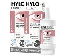 HYLO Dual Double Pack- Preservative Free Eyedrops - Contains 0.05% Sodium Hyaluronate and 2% Ectoin - Moisturises Dry Eyes and Reduces Allergic Symptoms - 2 x 10ml