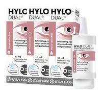 HYLO Dual Triple Pack- Preservative Free Eyedrops - Contains 0.05% Sodium Hyaluronate and 2% Ectoin - Moisturises Dry Eyes and Reduces Allergic Symptoms - 3 x 10ml