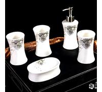 HYLR ceramics Bathroom set 5 pieces European style Creative Bathroom supplies Toothbrush holder soap dispenser Soap stand Rinse cup