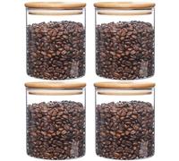 Hylruu Round Glass Storage Jars with Lids 650ML Set of 4 - High Borosilicate Glass Airtight Kitchen Food Canisters Cylinder Clear Preserving Seal Containers with Lid