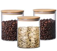 Hylruu Round Glass Storage Jars with Lids 800ML Set of 3 - High Borosilicate Glass Airtight Kitchen Food Canisters Cylinder Clear Preserving Seal Containers with Lid