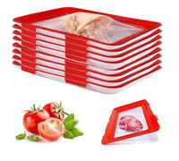 Hylruu Vacuum Fresh Storage Tray -8 PCS Reusable Creative Food Storage Container, Stackable Food Preservation Tray with Elastic Lid for Vegetable Fruit Meat Fish