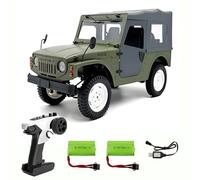 Hylukon 1:10 Scale RC Crawler, WPL C-84 4WD All-Terrain Off-Road Vehicle, Removable Doors and Roof RC Rock Crawler, Remote-Controlled Climbing Model Car for Teen Adults (Green)