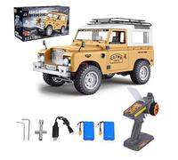 Hylukon 1/10 Scales RC Crawler, 2.4G 4WD Remote Control Truck with LED Lights 100m Range Indoors Outdoors, Openable Doors Simulated Off-Road RC Jeep for Teens Adults (Yellow)