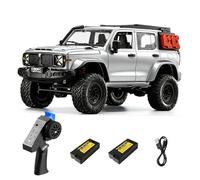Hylukon 1:12 Scale RC Rock Crawler, 4WD RC Climbing Car with with LED Lights, Opening Doors, Detailed Replica Off Road Truck, 40min Play, All Terrain Remote Control Car for Adults (Silver)