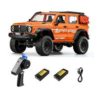 Hylukon 1:12 Scale RC Rock Crawler, 4WD RC Climbing Car with with LED Lights, Opening Doors, Detailed Replica Off Road Truck, 40min Play, All Terrain Remote Control Car for Adults (Orange)