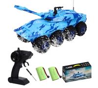 Hylukon 1:32 Scale RC Tank Toy, 2.4Ghz 8WD Amphibious All Terrain Remote Control Vehicle, 360° Rotating Crawler Car for Teens Adults, Climbing Water Land Toy (Blue 2 Batteries)