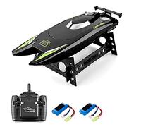 Hylukon 2.4G Remote Control Boat for Pools/Lakes/Seaside, 15+ MPH High Speed Racing Boat with Dual-motor, 2 CH 100M Self-righting RC Boats Low Battery Reminder, Gift for Kids Adult