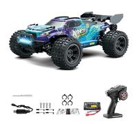 Hylukon Remote Control Cars 1/18 28KM/H RC Crawler 4WD 2.4G Full Scale LED Light High Speed All Terrain Offroad Vehicle Pickup Truck RC Climbing Car Gift Toy for Adult Rechargeable Blue 1 Battery