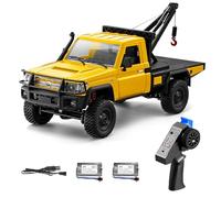Hylukon Remote Control Truck Crane, 1:12 Scale 4WD Remote Control Crawler, 2.4Ghz Off-Road Toy Pickup Truck with Lights, All Terrain Wrecker Vehicle for Teens Adults (Yellow)