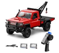 Hylukon Remote Control Truck Crane, 1:12 Scale 4WD Remote Control Crawler, 2.4Ghz Off-Road Toy Pickup Truck with Lights, All Terrain Wrecker Vehicle for Teens Adults (Red)