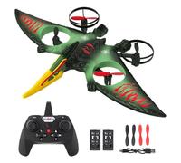 Hylukon Wing Loong Remote Control Airplane, 2.4G Foam Quadcopter with 360° Flips, One Key Takeoff and Landing, LED Lights, Headless Mode, Cool Stunt Glider for Kids Adults (Green 2 Batteries)