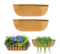 HYLYING 2 Packs Trough Coco Fiber Replacement Liner, 91cm Half Moon Coconut Coir Planter Coco Liner Hanging Basket Pad for Window Box Wall Trough Planter
