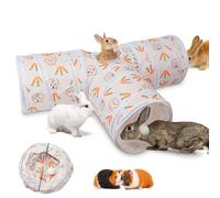 HYLYUN Collapsible 3 Way Rabbit Tunnels and Hides, Small Animal Hideout & Activity Play Toys, Portable Foldable Bunny Tunnels Hideaways for Dwarf Rabbits, Bunnies, Guinea Pigs, Kitties