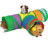 HYLYUN Guinea Pig Tunnels & Tubes Collapsible, 3 Way Tunnels Hides Toys, Portable Small Animal Hideout Hideaway Pet Toys Tunnel for Guinea Pig Chinchilla Ferret Hamster Rat