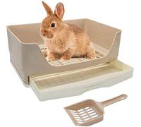 HYLYUN Large Rabbit Litter Tray Box Toilet,Potty Trainer Corner Litter Bedding Box with Drawer Larger Pet Pan for Adult Guinea Pigs, Rabbits, Hamster, Chinchilla, Ferret, Galesaur, Small Animals