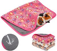 HYLYUN Waterproof Guinea Pig Blankets, 3 Pack Washable Small Animal Fleece Cage Liners Pet Soft Sleep Mat Cover Warm Flannel Throw for Hamster Rabbit Chinchilla Hedgehog Ferret (60 * 40cm)