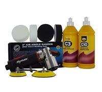 Hymair AT-7037B 75mm Mini Air Polisher Kit (3") + Farecla G3 & G10 Compound/Polishing Foam Head Spot Repair Scratch Remover Mini Polisher