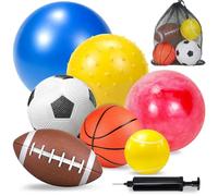 Hymaz Balls for Toddlers 1-3, Set of 7 Kids Soft Ball, Baby Foam Sports Balls Toys, Football Basketball Rugby Baseball Bouncy Balls for Indoor Outdoor Playground Games, with Free Air Pump/Storage Bag