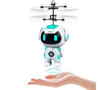 Hymaz Flying Robot Toys Drone for Kids, Flying Ball Helicopter Toy Hand Controlled with LED Light for Beginner, Mini Drone Helicopter Gifts for 6-12+ Years Old Boys Girls Indoor Outdoor Games (White)