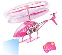 Hymaz Pink Remote Control Helicopter Toys for Girls Gift for 6 7 8-12 Years Old, 2.4GHz 3.5Channel Drones with LEDs for Kids Beginner Plane Flying Toy for Indoor Outdoor Games (Pink)