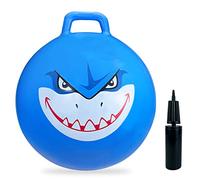 Hymaz Shark Bouncy Hopper Age 6+, 18" Jumping Balls Hopping Toys for Kids Exercise Jump Ball with Pump for Boys Girls Jumping Toys, Indoor Outdoor Bouncing Game (Blue Shark)