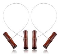HYMC 2 Pack Cheese Wire Cutter, Heavy Duty Braided Stainless Steel Slicer for Soft Cheese, Baking Dough & Pottery Clay, Flexible Kitchen and Craft Art Tools with Wood Handles