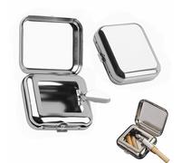 HYMC 2pcs Portable Ashtray Pocket Ashtray with Lid - Stainless Steel Odour-Proof Cigarette Butt Box for Outdoors Travel Camping Car Bar