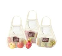 HYMC 3 Pcs Grocery Mesh Bags Reusable Net String Shopping Bags Hanging Produce Storage Bags Portable Tote Handbag for Vegetables Fruits Potatoes Onions Tomatoes Commodities Outgoing Travel, Off White
