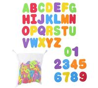 HYMC 36Pcs Colored Foam Bath Letters Numbers Set with Mesh Storage Bag Hook for Kids Early Education