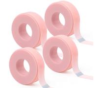 HYMC 4 Rolls Silicone Lash Tape, Lash Tech Tape For Eyelash Extensions, Make Up Eyeshadow Tape For Sensitive Skin, Easy Tear Microporous Breathable Gel Eyelash Tape For Salon DIY（Pink）
