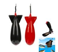 HYMC Carp Fishing Tackle Spod Rocket Feeder,2Pcs Spomb Carp Fishing Bait Catapult, Precision Fishing Feeders Bomb Thrower for Pellets, Heavy Duty Angler Gear (Black & Red)