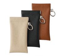 HYMC Sunglasses Case 3 Pack, 18.5 x 9.5 cm Soft Glasses Case in PU Leather with Bag Strap Loop, Built-In Reusable Lens Cloth and Squeeze-Top Closure, Portable Glasses Pouch for Women and Men