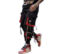 HYMCX Mens Hip Hop Jogger Cargo Pants Techwear Pants Baggy Streetwear Punk Pants (Color : Black, Size : 4XL)