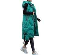 HYMCX Women's Gilet Jacket, Winter Longline Hooded Quilted Zip Up Vest Waistcoat Thick Padded Winter Wear Bodywarmer Hooded Sleeveless Long Coat Down Coat (Color : Green, Size : XXL)