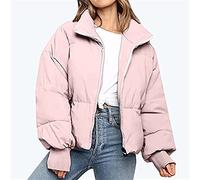 HYMCX Women's Winter Jacket Jacket Winter Warm Bomber Jacket Quilted Jacket Winter Coat Faux Fur Down Jacket Light Outdoor Puffer Jacket Padded (Color : Pink, Size : L)