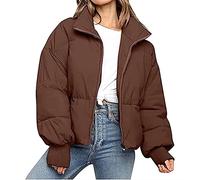 HYMCX Women's Winter Jacket Jacket Winter Warm Bomber Jacket Quilted Jacket Winter Coat Faux Fur Down Jacket Light Outdoor Puffer Jacket Padded (Color : Brown, Size : M)